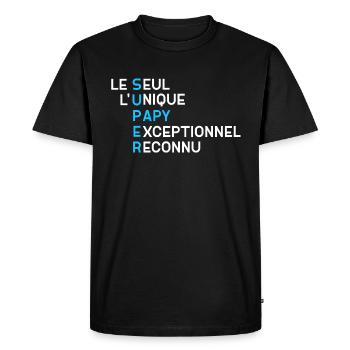 Papy Unique Exceptionnel - T-shirt Premium bio Homme - noir - Devant - Nico (187cm)
