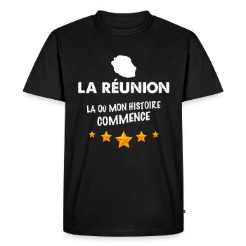 La Réunion Mon histoire Commence Cadeau - T-shirt Premium bio Homme - noir - Devant - Nico (187cm)
