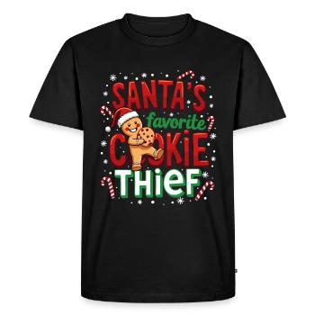 Le design préféré du voleur de biscuits du Père Noël - T-shirt Premium bio Homme - noir - Devant - Nico (187cm)