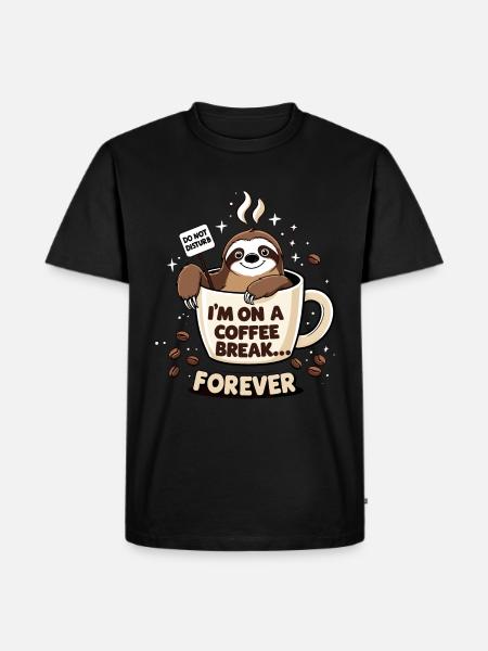 Pause café Sloth Design - T-shirt Premium bio Homme - noir