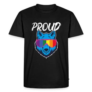 Proud LGBT Wolf Alpha Sunglasses Gift - Men's Premium Organic T-Shirt - black - Front - Nico (187cm)