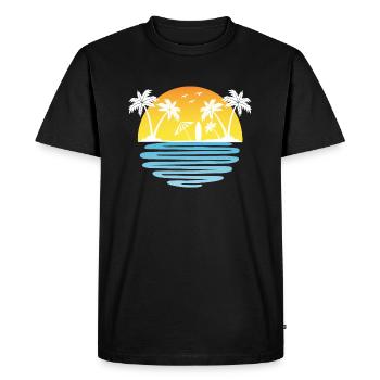 Palmiers Été soleil mer et plage - T-shirt Premium bio Homme - noir - Devant - Nico (187cm)