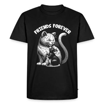 Le chat et la souris dans l’amitié, la paix et l’amour - T-shirt Premium bio Homme - noir - Devant - Nico (187cm)