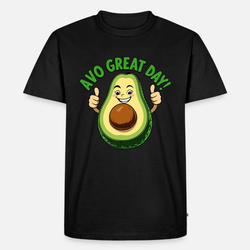 Avocado mit Gute-Laune-Geste - Männer Premium Bio T-Shirt - Schwarz