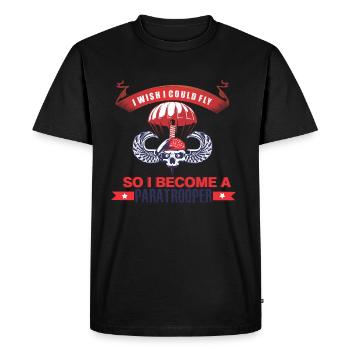 Paratrooper - Men's Premium Organic T-Shirt - black - Front - Nico (187cm)