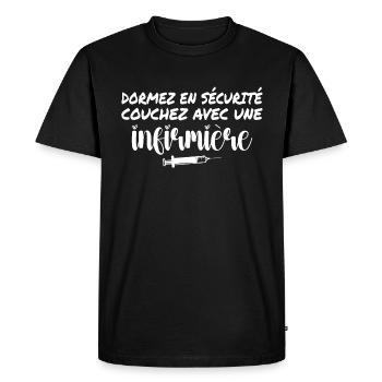 Dormez En Sécurité Couchez Avec Une Infirmière - T-shirt Premium bio Homme - noir - Devant - Nico (187cm)
