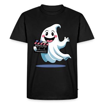 Funny Ghost Design - Spook & Roll - Men's Premium Organic T-Shirt - black - Front - Nico (187cm)