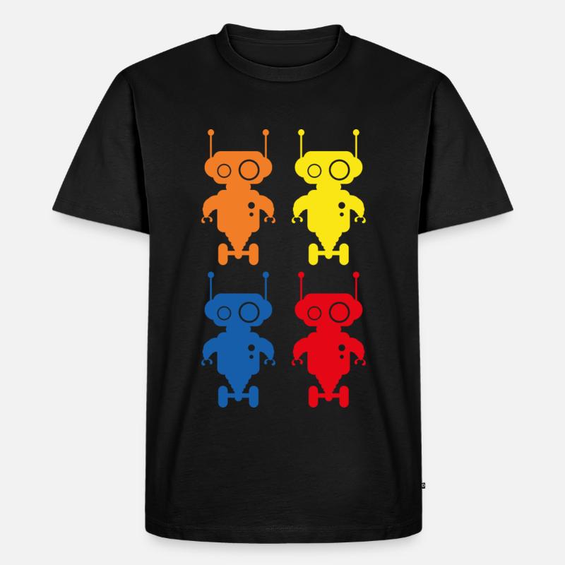 Retro Robots Roboter - Männer Premium Bio T-Shirt - Schwarz