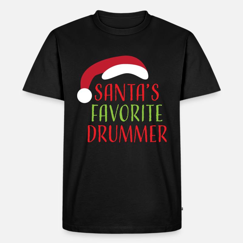 Weihnachten Schlagzeug - Männer Premium Bio T-Shirt - Schwarz