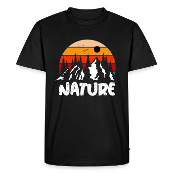 Vintage Sunset Nature - Men's Premium Organic T-Shirt - black - Front - Nico (187cm)