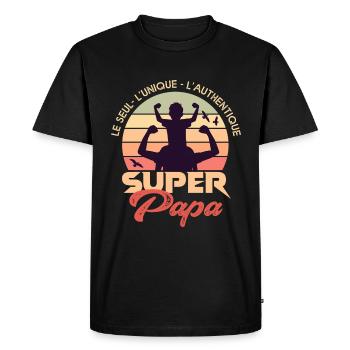 Super papa superpapa cadeau papa fete - T-shirt Premium bio Homme - noir - Devant - Nico (187cm)