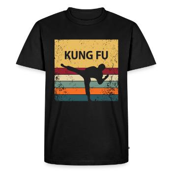 Retro Kung Fu - Men's Premium Organic T-Shirt - black - Front - Nico (187cm)
