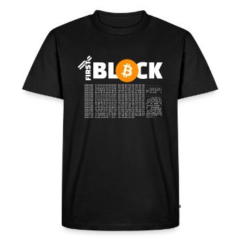 Bitcoin First Block - T-shirt Premium bio Homme - noir - Devant - Nico (187cm)