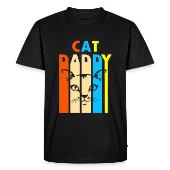 Cat Daddy Cat Face Cat Father - Men's Premium Organic T-Shirt - black - Front - Nico (187cm)