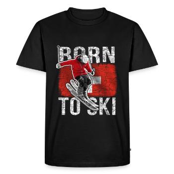Ski skiers Swiss flag Switzerland - Men's Premium Organic T-Shirt - black - Front - Nico (187cm)