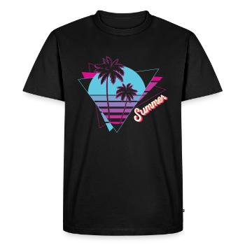 Été - Été Sun Palms - T-shirt Premium bio Homme - noir - Devant - Nico (187cm)