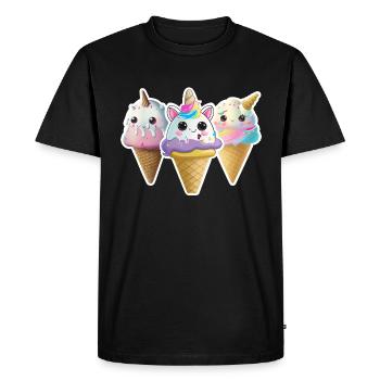 Unicorn Ice Cream in Waffle Unicorn Ice in Waffle - Men's Premium Organic T-Shirt - black - Front - Nico (187cm)