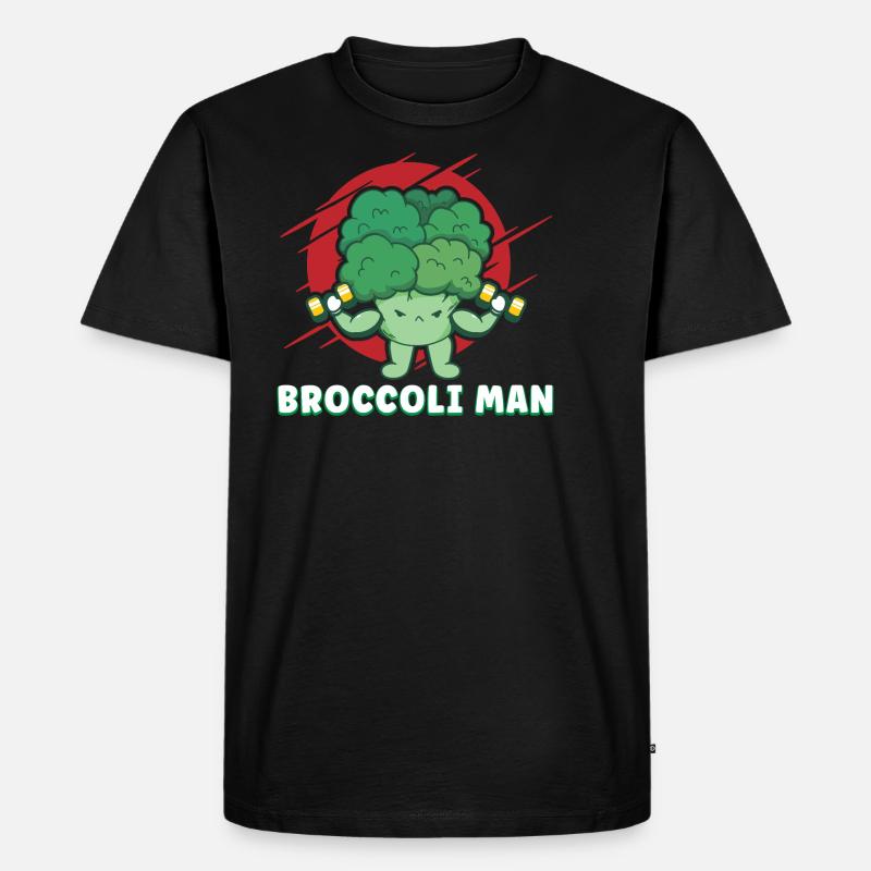 Funny Cute Broccoli Man - Männer Premium Bio T-Shirt - Schwarz