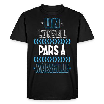Marseille, humour - T-shirt Premium bio Homme - noir - Devant - Nico (187cm)