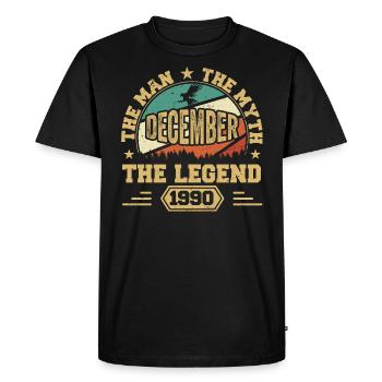 Décembre 1990 Anniversaire Décembre 1990 Cadeau - T-shirt Premium bio Homme - noir - Devant - Nico (187cm)