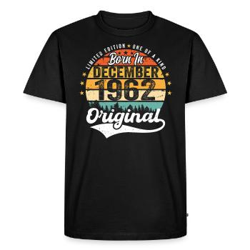 Original décembre 1962 Vintage anniversaire 1962 - T-shirt Premium bio Homme - noir - Devant - Nico (187cm)