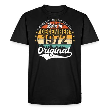 Original December 1972 Vintage Birthday 1972 - Men's Premium Organic T-Shirt - black - Front - Nico (187cm)