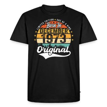 Original December 1973 Vintage Birthday 1973 - Men's Premium Organic T-Shirt - black - Front - Nico (187cm)