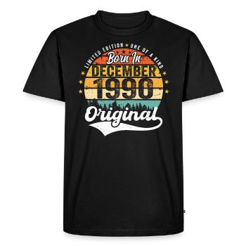 Original décembre 1990 Vintage anniversaire 1990 - T-shirt Premium bio Homme - noir - Devant - Nico (187cm)
