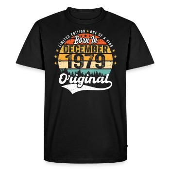 Original décembre 1979 Vintage anniversaire 1979 - T-shirt Premium bio Homme - noir - Devant - Nico (187cm)