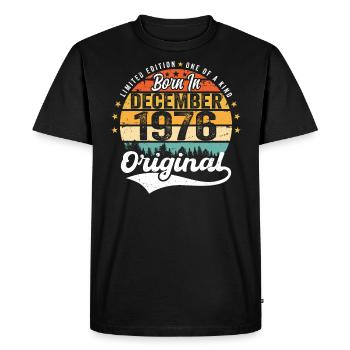 Original décembre 1976 Vintage anniversaire 1976 - T-shirt Premium bio Homme - noir - Devant - Nico (187cm)