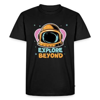 Space Astronaut - Explore Beyond - Men's Premium Organic T-Shirt - black - Front - Nico (187cm)