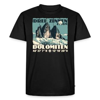 Three Peaks Dolomites Souvenir Tre Cime Lavaredo - Men's Premium Organic T-Shirt - black - Front - Nico (187cm)