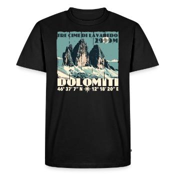 Tre Cime Lavaredo Dolomiti Three Peaks Dolomites - Men's Premium Organic T-Shirt - black - Front - Nico (187cm)