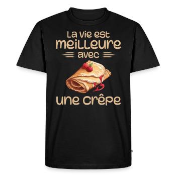 Crêpes Bretagne humour crêpe - T-shirt Premium bio Homme - noir - Devant - Nico (187cm)
