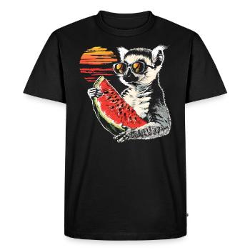 Lémurien Lémurien à queue annelée Lémurien de Madagascar animal pastèque - T-shirt Premium bio Homme - noir - Devant - Nico (187cm)