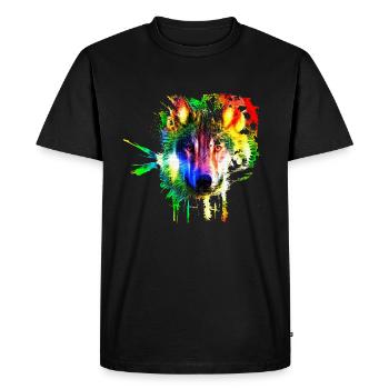 Wolf Splash Moderne - T-shirt Premium bio Homme - noir - Devant - Nico (187cm)