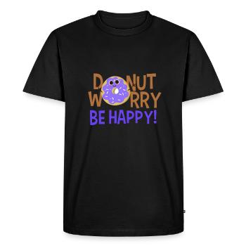 Beignet s'inquiéter être heureux - T-shirt Premium bio Homme - noir - Devant - Nico (187cm)