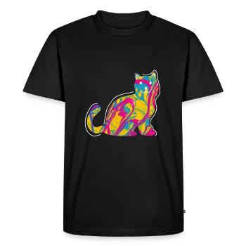 Colorful Brit Shorthair Cat Gift - Men's Premium Organic T-Shirt - black - Front - Nico (187cm)