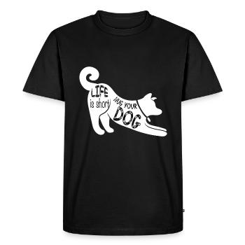 Life is short Hug your Dog Chien Idée cadeau - T-shirt Premium bio Homme - noir - Devant - Nico (187cm)