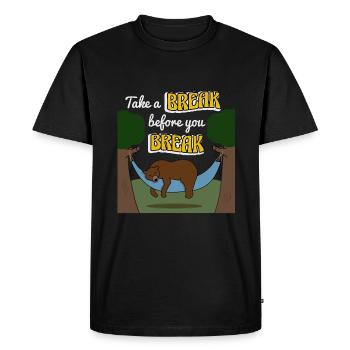 Illustration ours dans un hamac - T-shirt Premium bio Homme - noir - Devant - Nico (187cm)