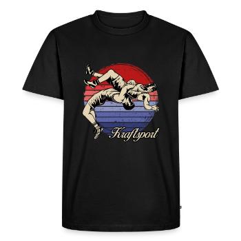Rétro Lutte Lutte Arts Martiaux Sports de Force - T-shirt Premium bio Homme - noir - Devant - Nico (187cm)