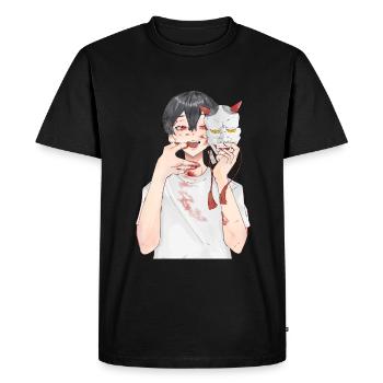 Japon Oni Masque Anime Otaku - T-shirt Premium bio Homme - noir - Devant - Nico (187cm)