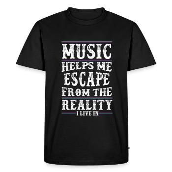 Music helps me - Music Love - Music Quote - Men's Premium Organic T-Shirt - black - Front - Nico (187cm)