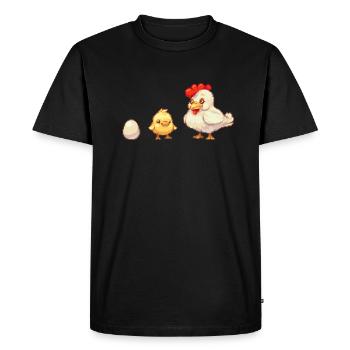 Egg, chick, chicken, pixel art - Men's Premium Organic T-Shirt - black - Front - Nico (187cm)