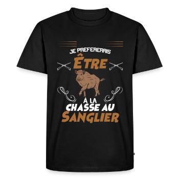 Je Préfèrerais Etre A La Chasse Au Sanglier - T-shirt Premium bio Homme - noir - Devant - Nico (187cm)