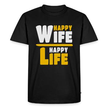 Happy Wife Happy Life - Men's Premium Organic T-Shirt - black - Front - Nico (187cm)