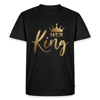 Her King - Pair of Shirts - Men's Premium Organic T-Shirt - black - Front - Nico (187cm)
