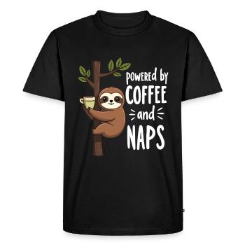 Coffee break with sloth - Men's Premium Organic T-Shirt - black - Front - Nico (187cm)