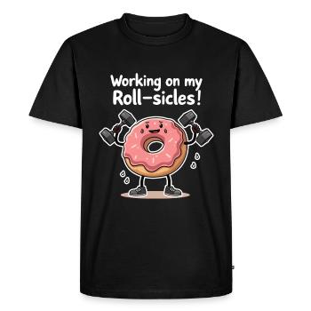 Illustration de fitness de beignet drôle - T-shirt Premium bio Homme - noir - Devant - Nico (187cm)