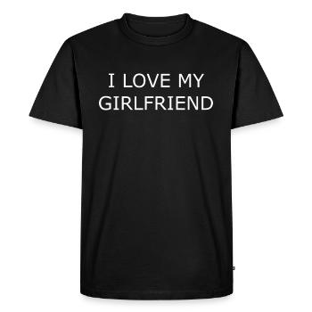 Ich liebe meine Freundin - Männer Premium Bio T-Shirt - Schwarz - Vorne - Nico (187cm)